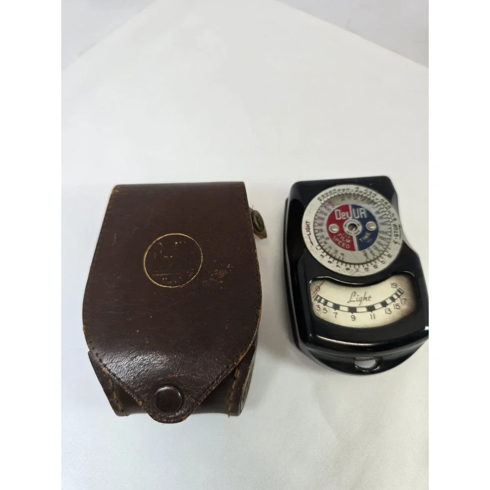 Vintage DeJUR Model 6-A Photography Light Meter Exposure Meter Leather Case